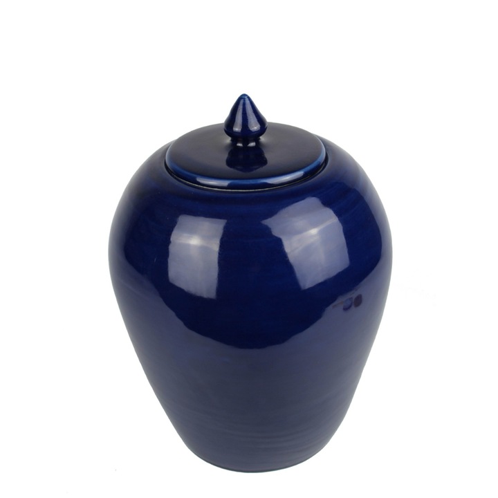 Керамична ваза, Signature Home Collection, с капак, 21x25 см, тъмно синя