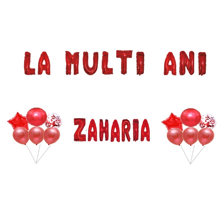 Zaharia Boldog születésnapot lufi szett, tortafeltét, piros, 35 db