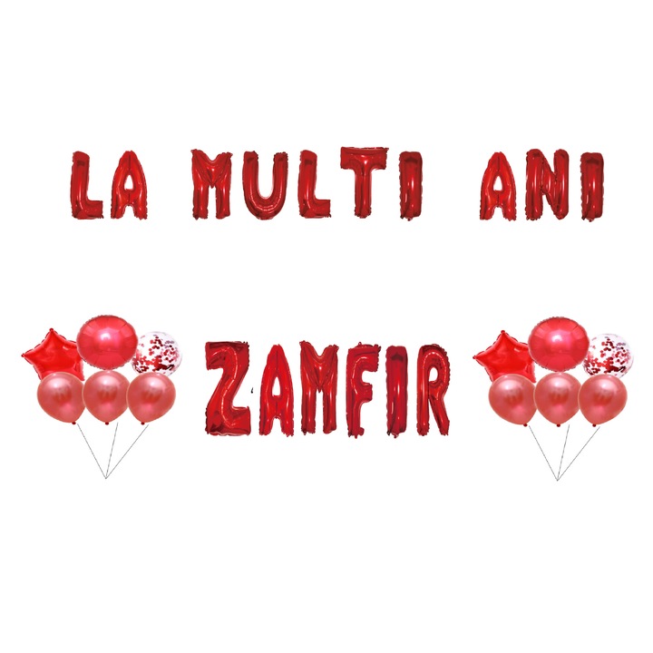 Boldog születésnapot lufi szett Zamfir, tortafeltét, piros, 35 db