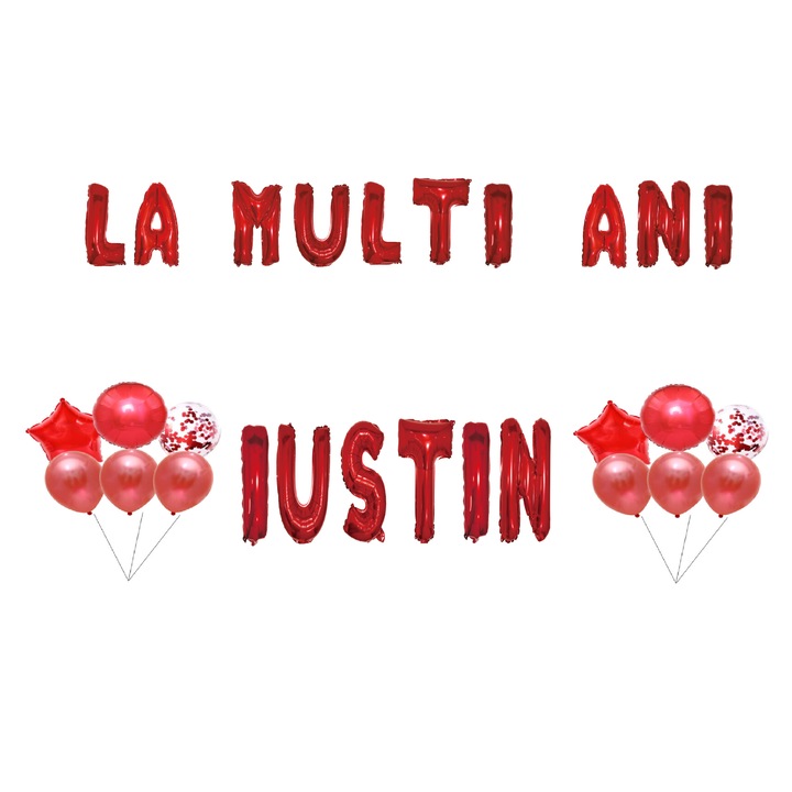 Iustin boldog születésnapi lufi szett, Tortafedő, Piros, 35 db