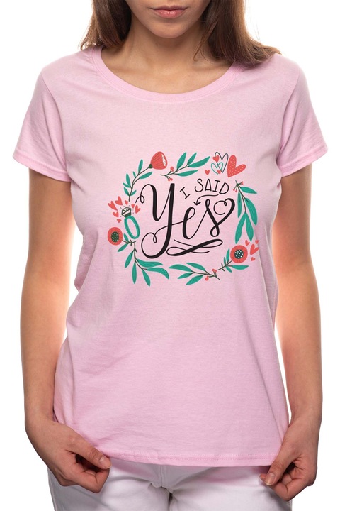 Házasság, Kerek nyakú női póló, 100% Pamut, 458, Rózsaszín