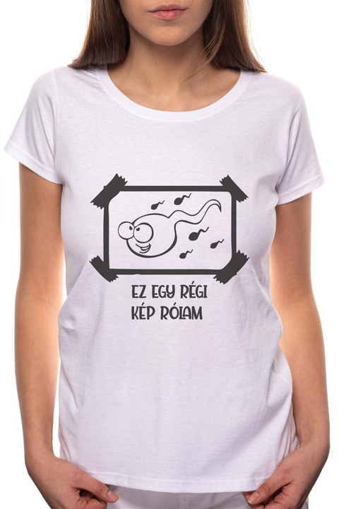 Régi kép, Kerek nyakú női póló, 100% Pamut, 459, Fehér