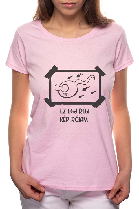 Régi kép, Kerek nyakú női póló, 100% Pamut, 459, Rózsaszín