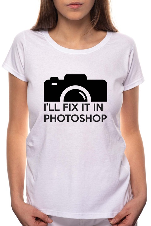 Photoshop, Kerek nyakú női póló, 100% Pamut, 467, Fehér