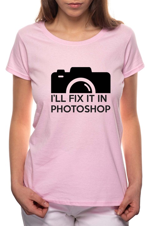 Photoshop, Kerek nyakú női póló, 100% Pamut, 467, Rózsaszín