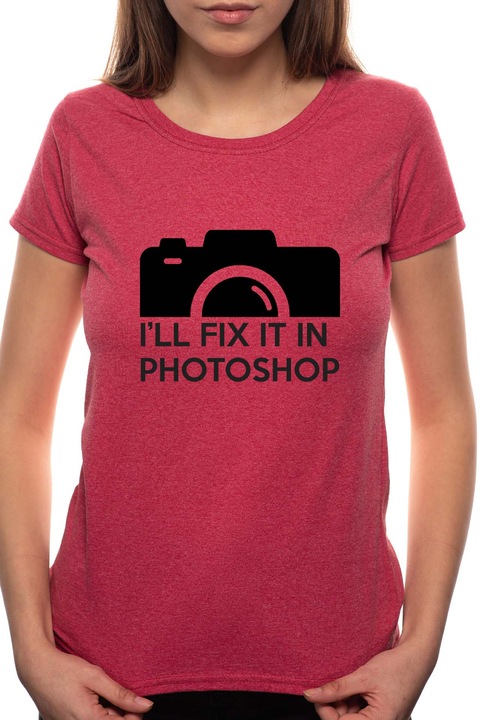 Photoshop, Kerek nyakú női póló, 100% Pamut, 467, Bordó