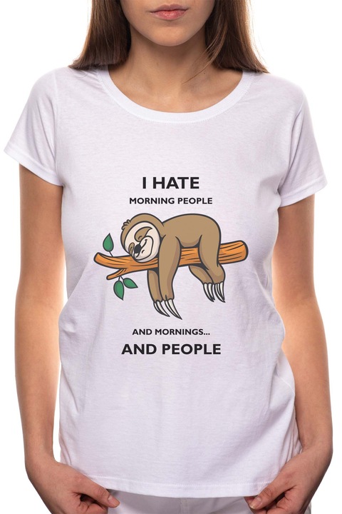 Morning People, Kerek nyakú női póló, 100% Pamut, 480, Fehér