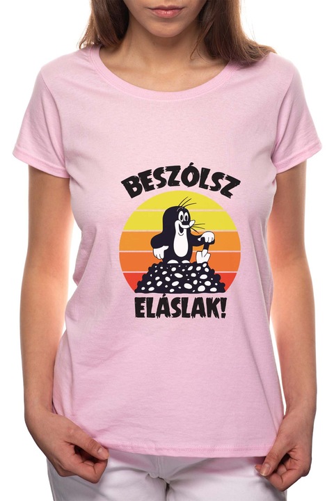 Vakond, Kerek nyakú női póló, 100% Pamut, 484, Rózsaszín