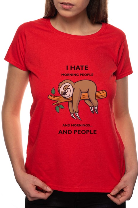 Morning People, Kerek nyakú női póló, 100% Pamut, 480, Piros