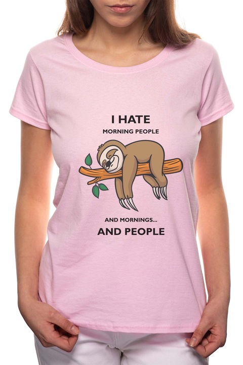 Morning People, Kerek nyakú női póló, 100% Pamut, 480, Rózsaszín