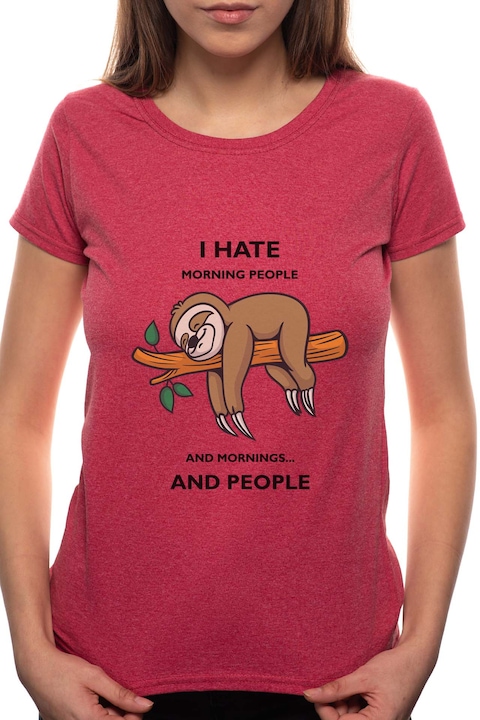 Morning People, Kerek nyakú női póló, 100% Pamut, 480, Bordó