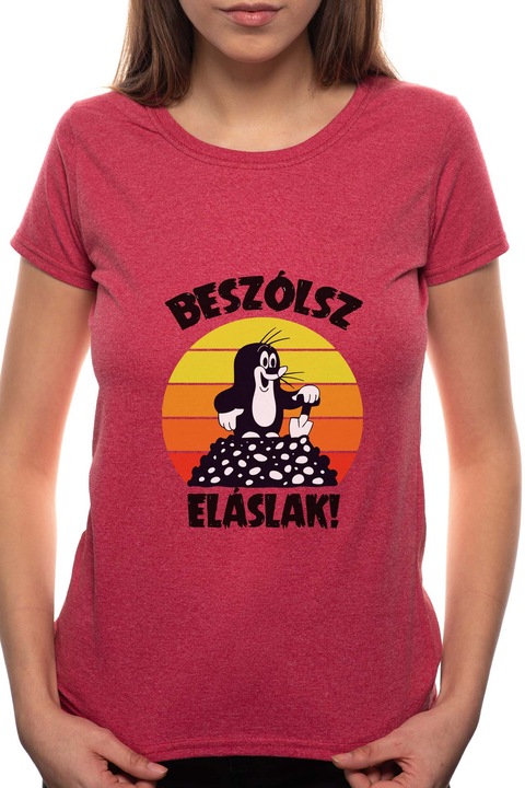 Vakond, Kerek nyakú női póló, 100% Pamut, 484, Bordó