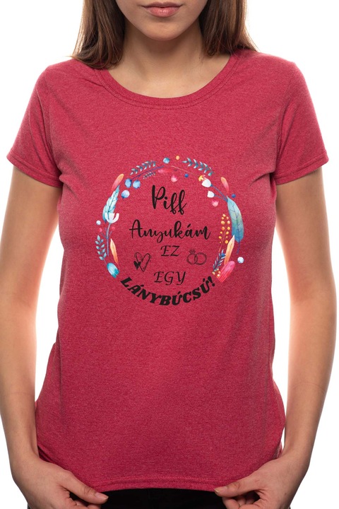 Lánybúcsú, Kerek nyakú női póló, 100% Pamut, 486, Bordó