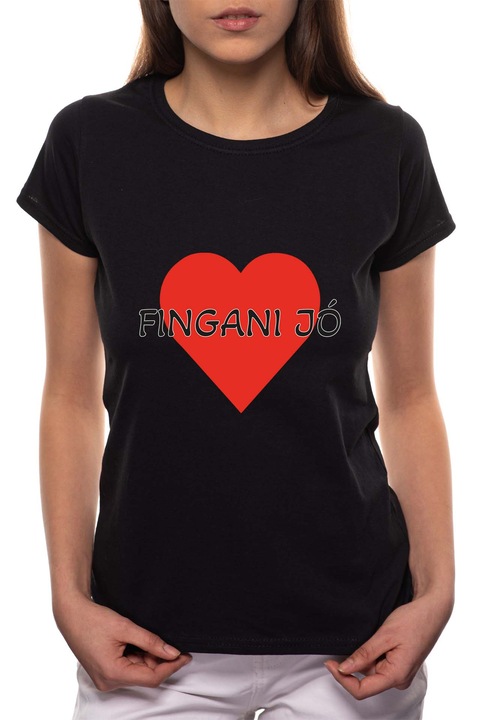 Fingani jó, Kerek nyakú női póló, 100% Pamut, 488, Fekete