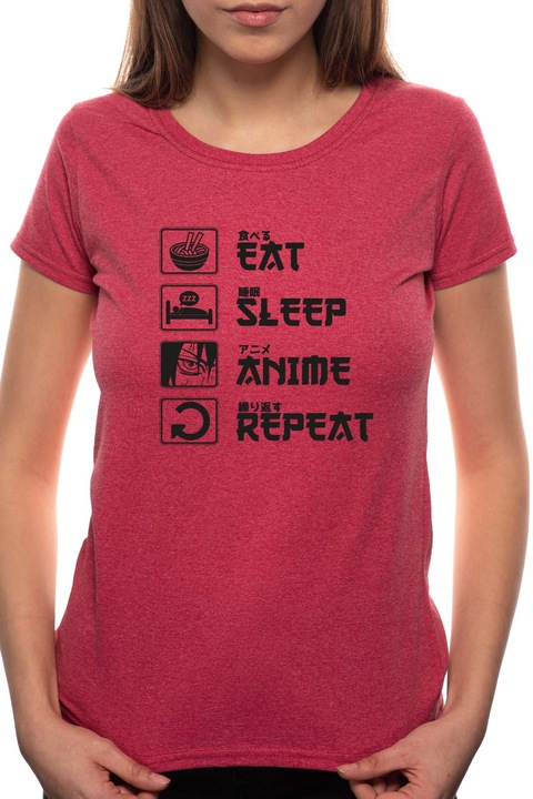 Anime, Kerek nyakú női póló, 100% Pamut, 489, Bordó