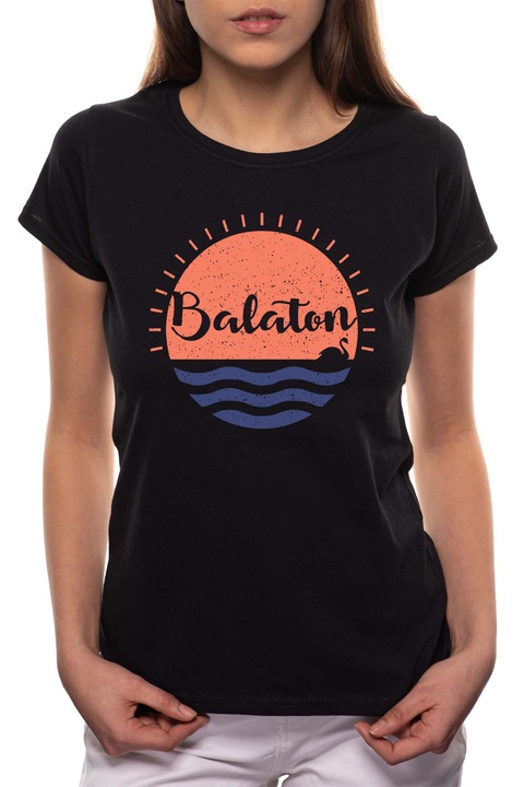 Balaton, Kerek nyakú női póló, 100% Pamut, 491, Fekete