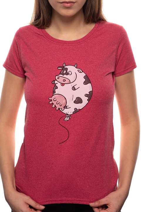 Cow Balloon, Kerek nyakú női póló, 100% Pamut, 493, Bordó