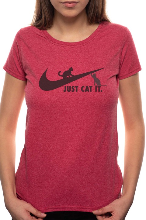 Just Cat It, Kerek nyakú női póló, 100% Pamut, 498, Bordó