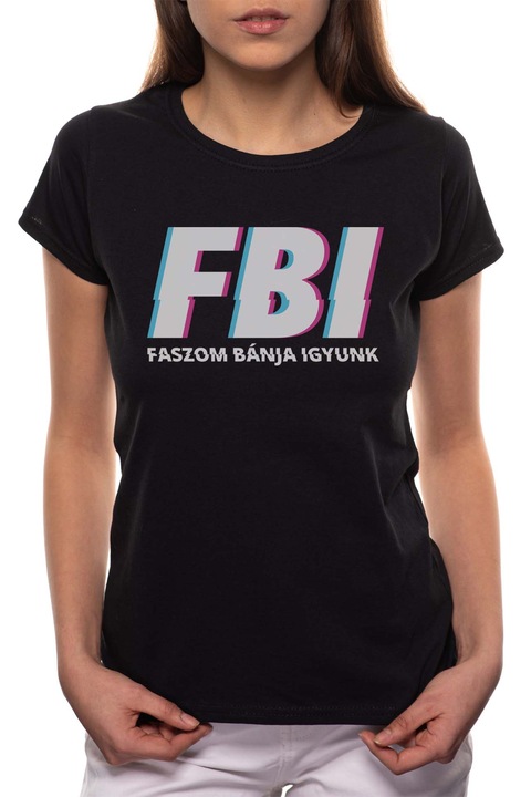 FBI, Kerek nyakú női póló, 100% Pamut, 499, Fekete