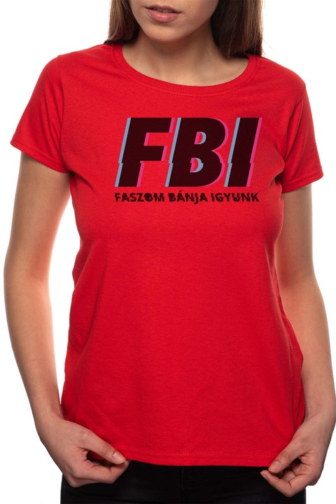 FBI, Kerek nyakú női póló, 100% Pamut, 499, Piros