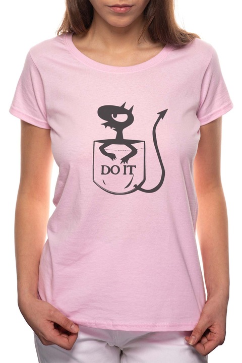 Devil - Do It, Kerek nyakú női póló, 100% Pamut, 502, Rózsaszín