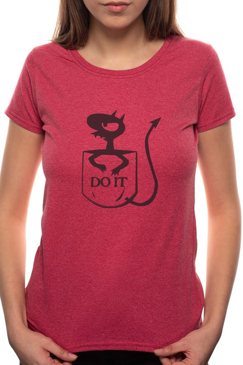 Devil - Do It, Kerek nyakú női póló, 100% Pamut, 502, Bordó