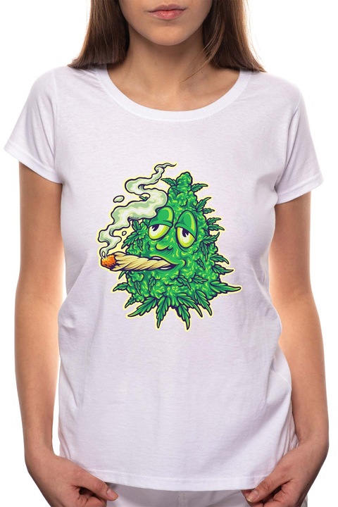 Cannabis, Kerek nyakú női póló, 100% Pamut, 505, Fehér