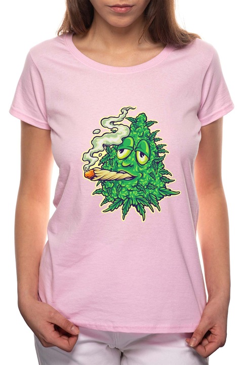 Cannabis, Kerek nyakú női póló, 100% Pamut, 505, Rózsaszín