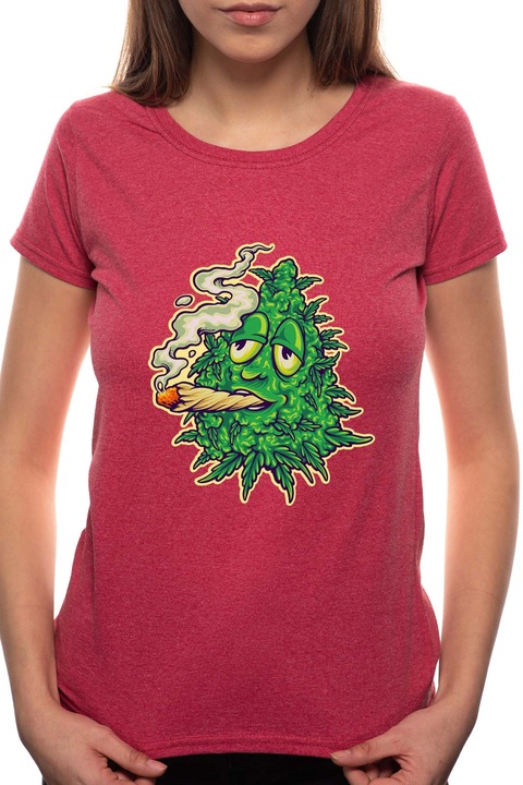 Cannabis, Kerek nyakú női póló, 100% Pamut, 505, Bordó