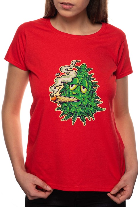 Cannabis, Kerek nyakú női póló, 100% Pamut, 505, Piros