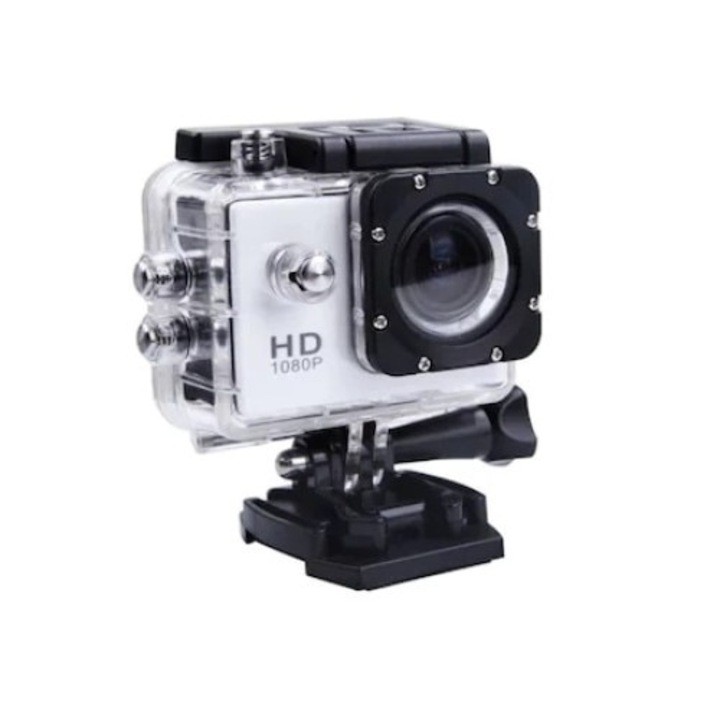 Camera Sport FOXMAG24 1080P Full HD, Rezistent la Apa 30m, USBM 2.0, HDMI, Slot Micro SD, Autonomie 70 min, 900 mAH, Alb