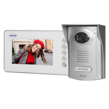 Videointerfon AMMO ORNO OR-VID-SU-1058/W, color, monitor ultra plat LCD 4.3", control automat al portilor, 10 sonerii, iluminare noaptea, gri