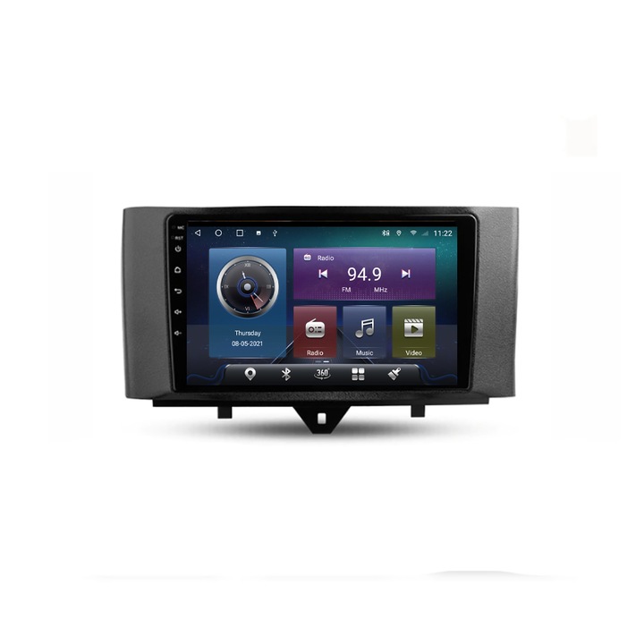 Smart For Two 2010-2015 Edotec dedikált navigáció, Android, rádió, Bluetooth, internet, nyolcmagos processzor, 4 GB és 32 GB memória