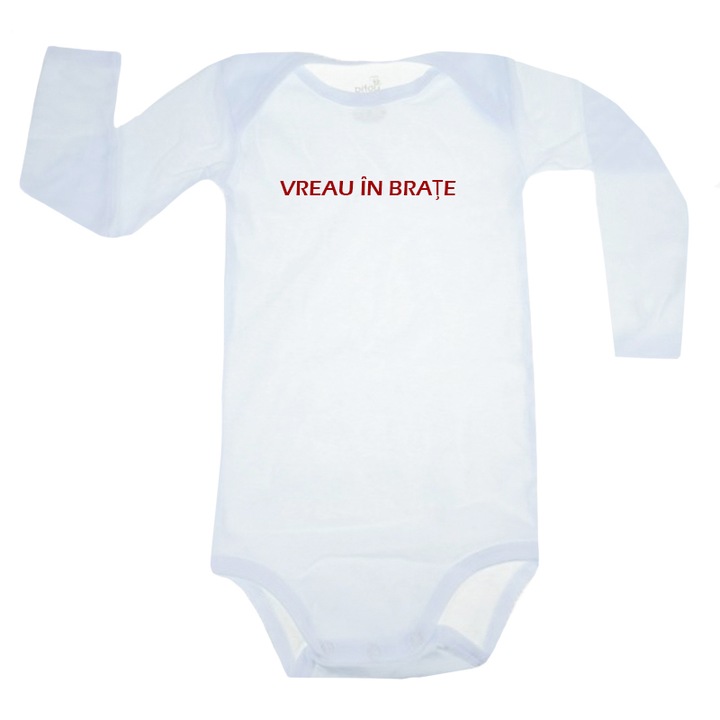 Body cu maneca lunga pentru copii Pifou Model 6 MDL6-92, Alb 92 CM