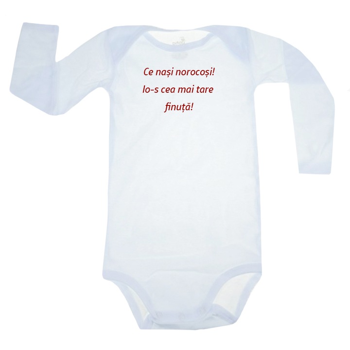 Body cu maneca lunga pentru copii Pifou Model 6 MDL6-29, Alb, 98 CM