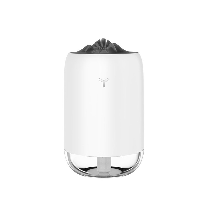 Umidificator de aer, ABS/Polipropilena/Silicon, RGB, 2W, 260ml, Ultrasunete, 133x80x80 mm, Alb