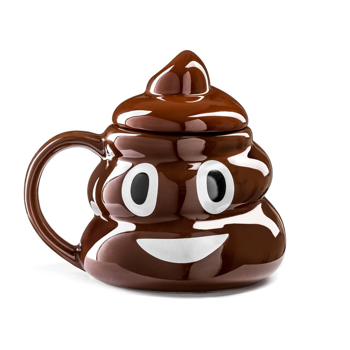Emoji Poo bögre fedővel, kerámiából 600ml
