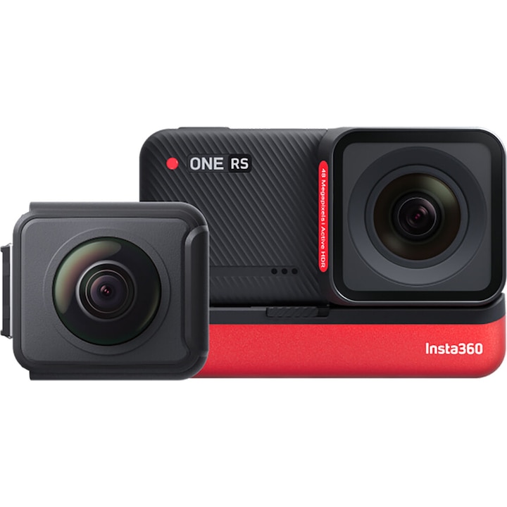 Спортна видеокамера Insta360 ONE Rs Twin Edition, 5.7K, 360°, 4K Wide Angle, Waterproof, HDR, Черен