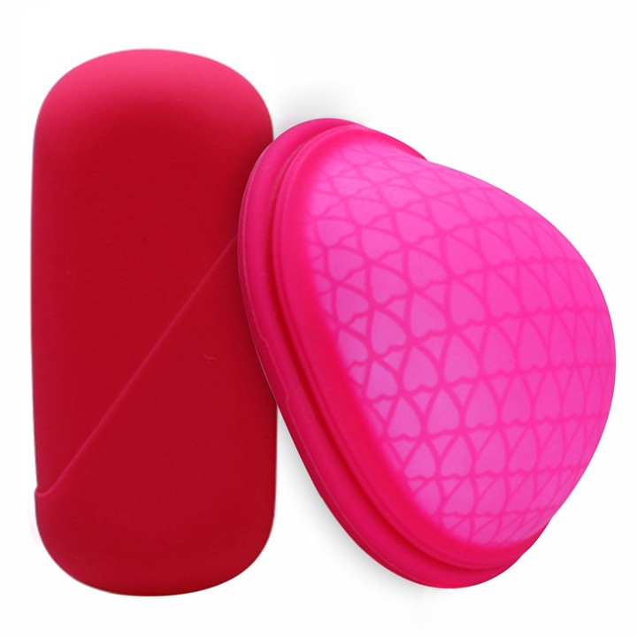 Cupa menstruala YCup si cutie de depozitare, Disc menstrual, Silicon medical, Reutilizabil, 30ml, Roz, Marimea L