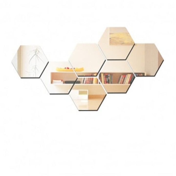 Комплект декоративни акрилни стикери, шестоъгълник, 160 mm x 160 mm x 5 броя