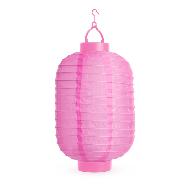 LED napelemes lámpa típusa hengeres lámpa, rózsaszín, világos hideg fehér, mérete 30x20 cm