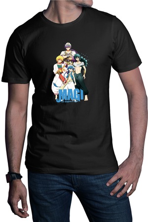Мъжка тениска Magi The Labyrinth of Magic Fantasy Anime Manga, Черен