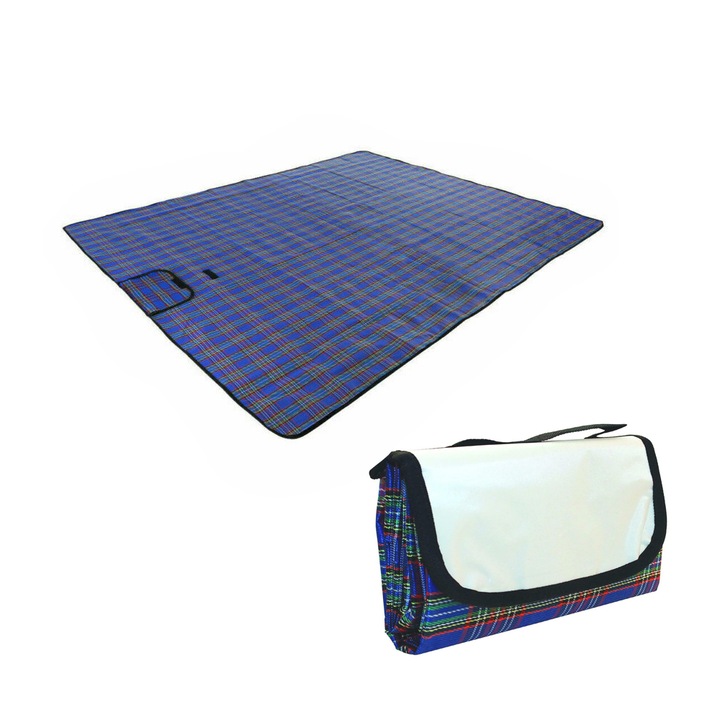 Pătură de picnic, Camping, 150x180cm, Albastru