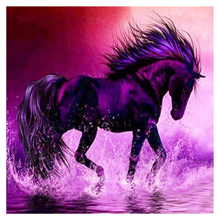 Kit pictura cu diamante 5D, Model cal, 35x35 cm, Multicolor