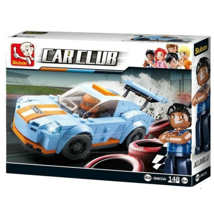 Set de constructie Sluban, Masina, 148 piese, 6 ani+, Multicolor