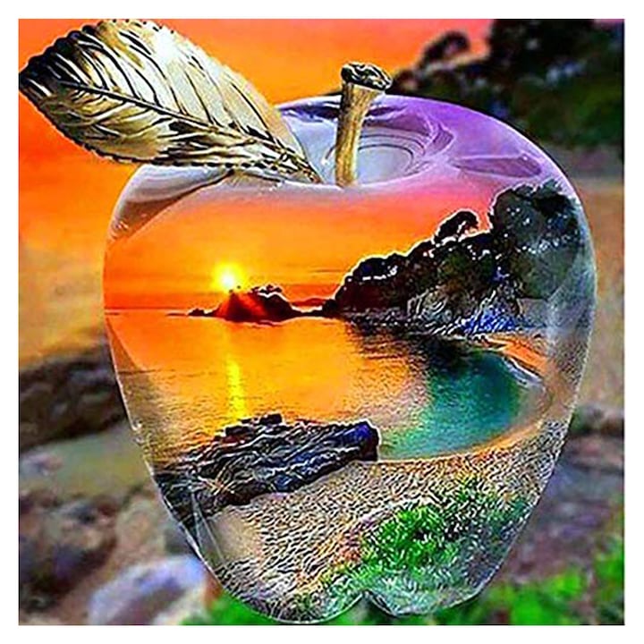 Kit pictura cu diamante 5D, Model mar, 30x30 cm, Multicolor