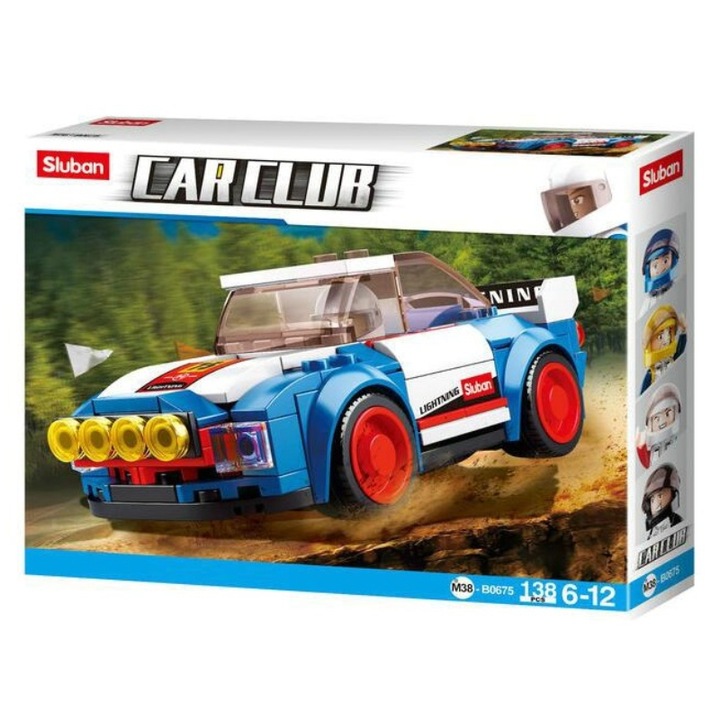 Set de constructie Sluban, Masina de curse, 138 piese, 6 ani+, Multicolor