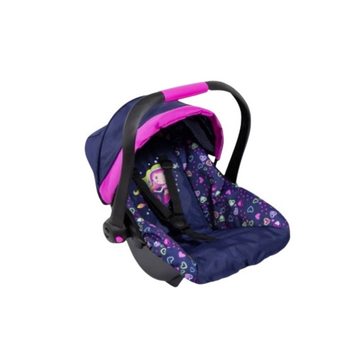 Scaun Auto pentur Papusi, Bayer Deluxe Car Seat With Cannopy Navy, 33 x 42 x 37 cm