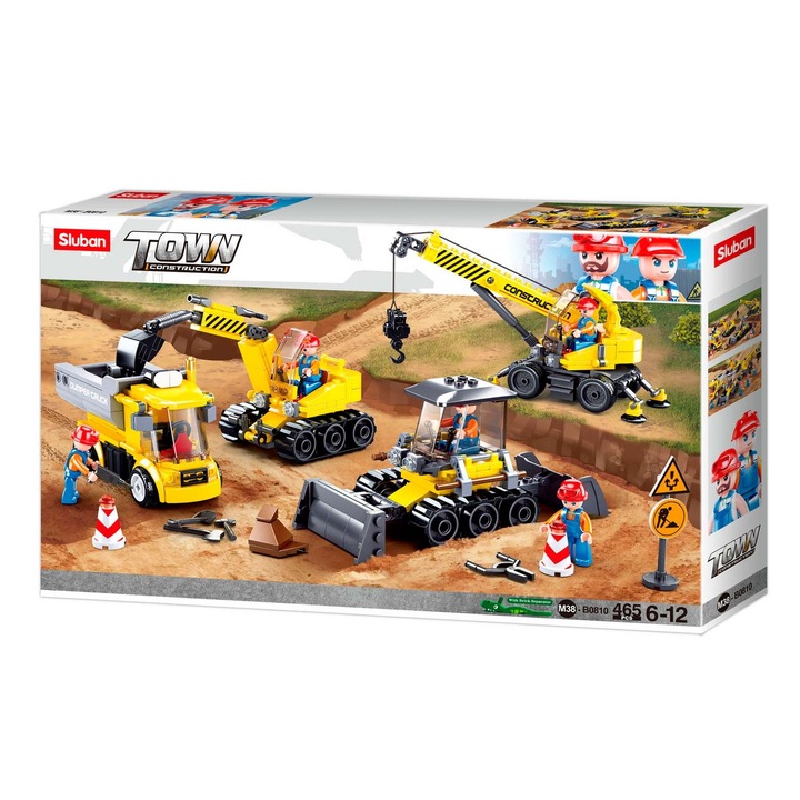 Játék építőkészlet Sluban B0810, Építőipari gép, 465 db, Többszínű