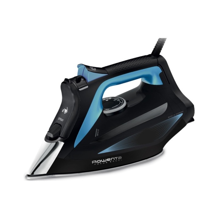 Ютия Rowenta DW5310D1 Focus Excel, blue & black, 2700W, manual setting, 45g/min, steam output 45g/min, steam boost 180g/min, anti-drip, tank 300ml - DW5310D1